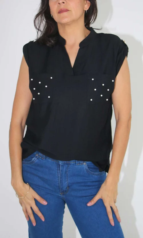 Blusa mujer manga corta unicolor