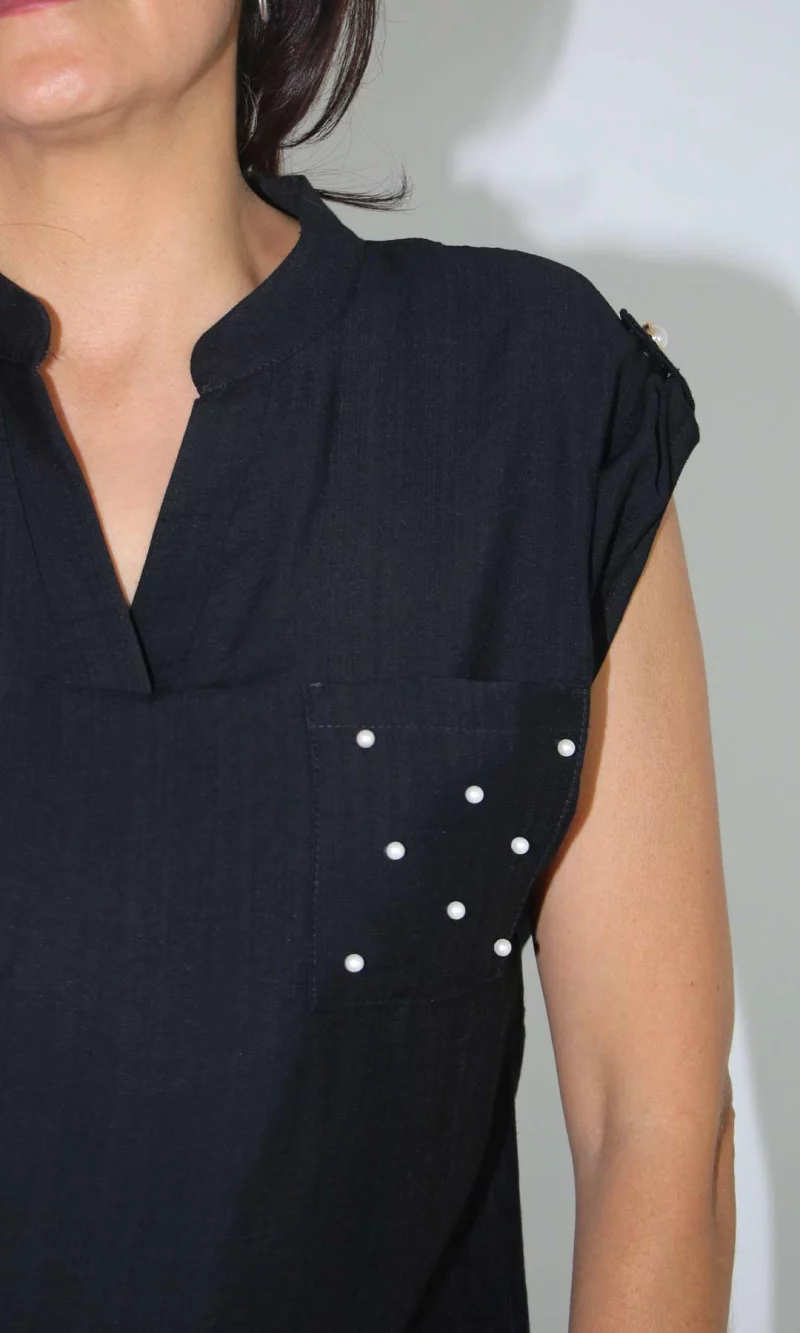 Blusa mujer manga corta unicolor - Imagen 2