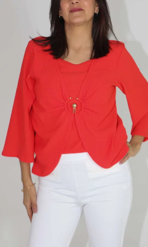 Blusa mujer manga 3/4 unicolor