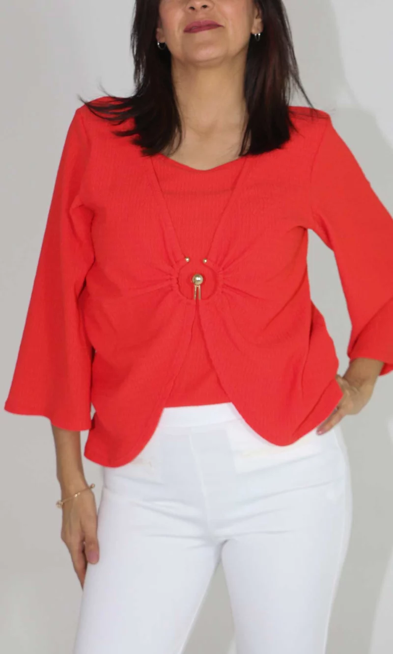 Blusa mujer manga 3/4 unicolor