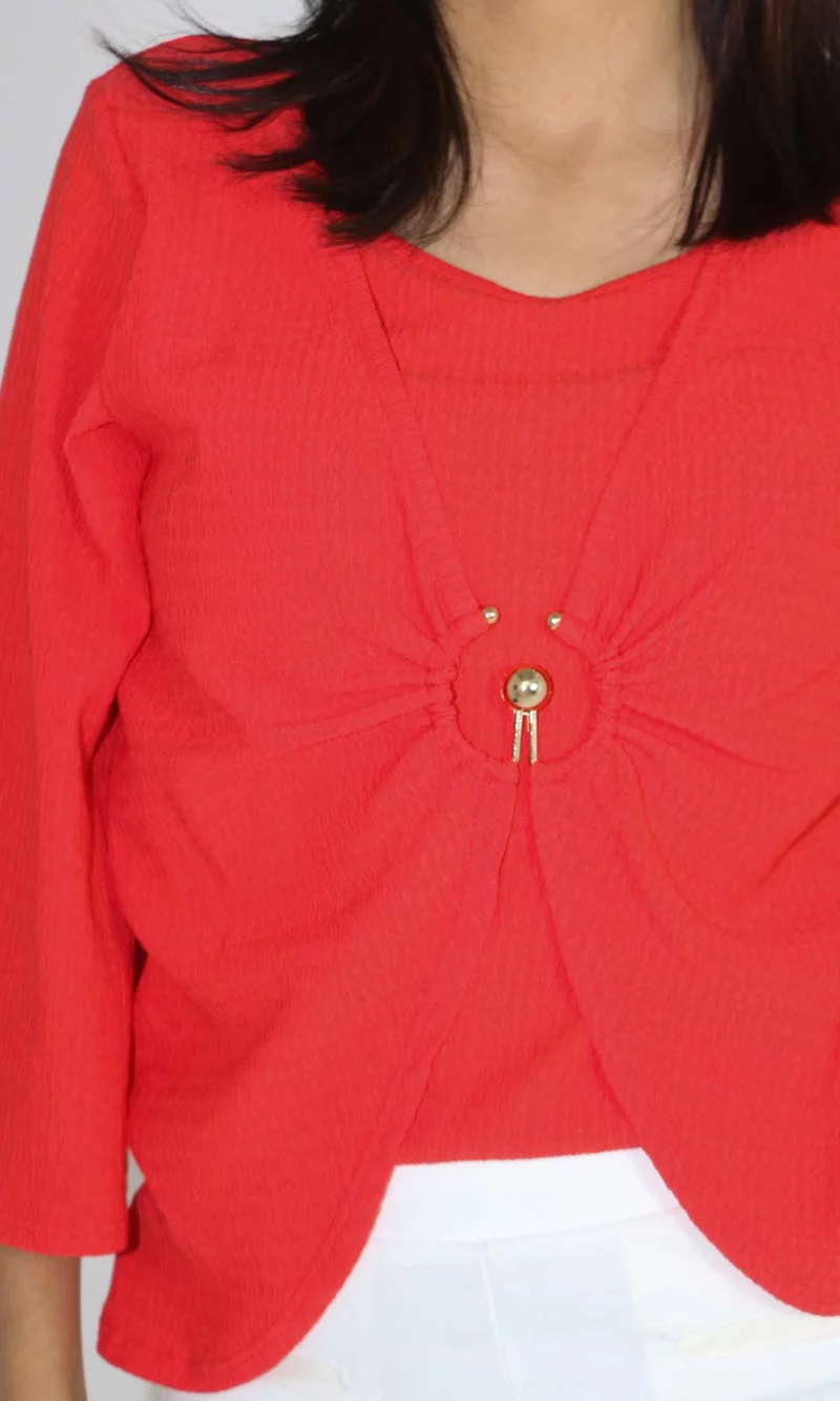 Blusa mujer manga 3/4 unicolor - Imagen 2