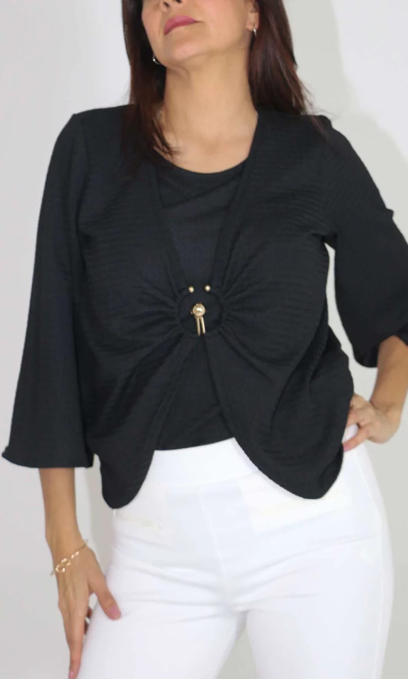 Blusa mujer manga 3/4 unicolor - Imagen 5