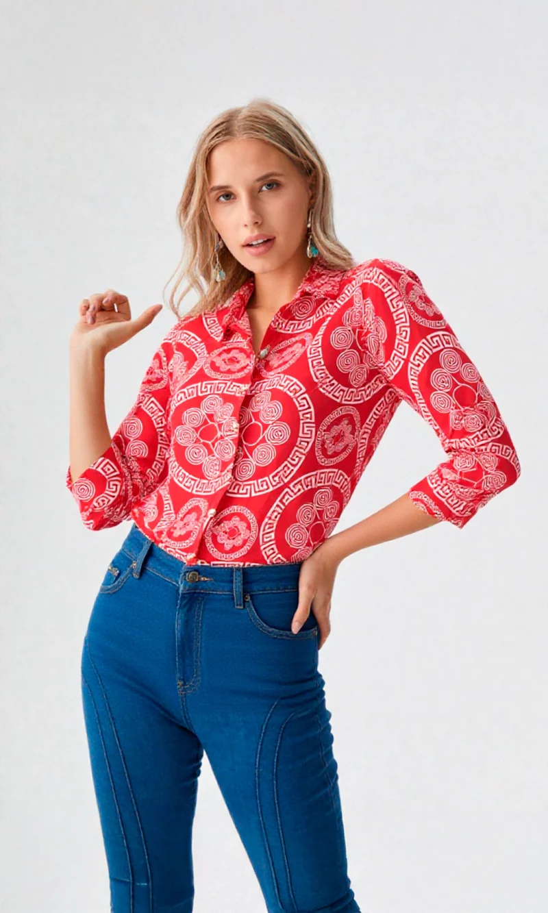 Blusa mujer manga 3/4 estampada - Imagen 2