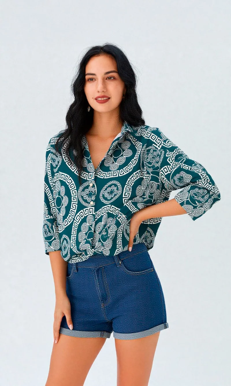Blusa mujer manga 3/4 estampada - Imagen 10