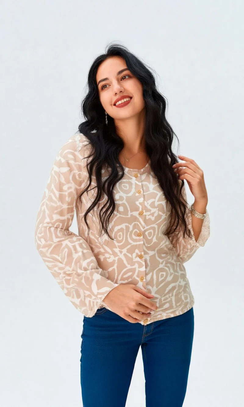Blusa mujer manga 3/4 estampada - Imagen 2