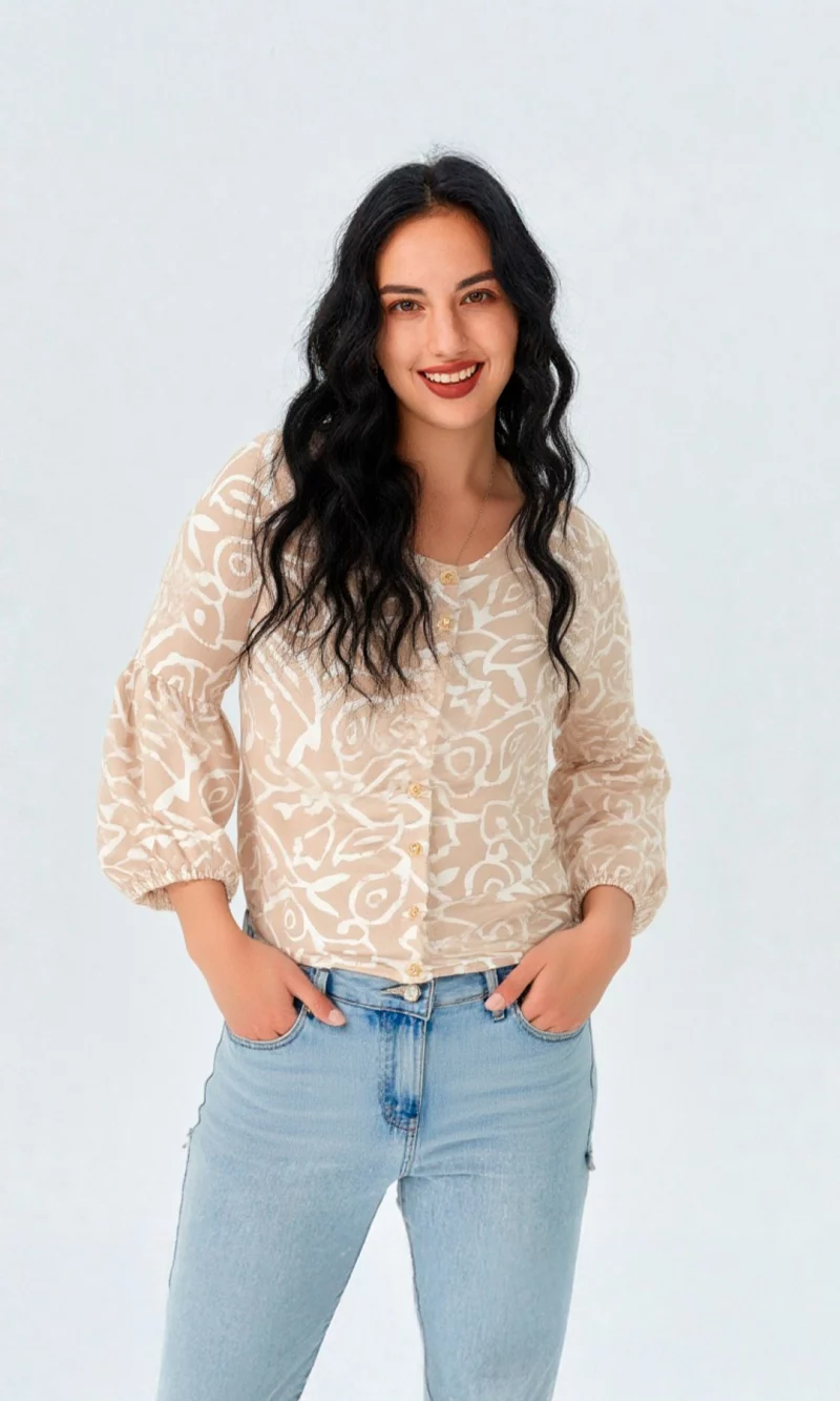 Blusa mujer manga 3/4 estampada