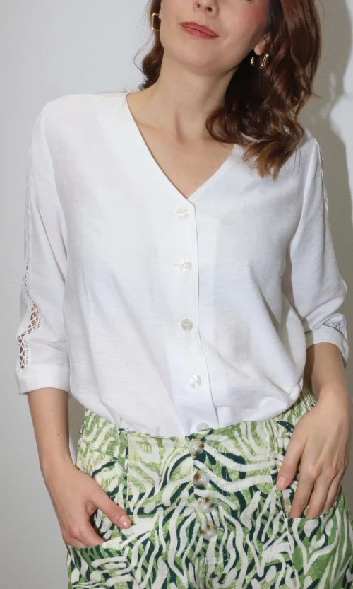 Blusa mujer manga 3/4 unicolor