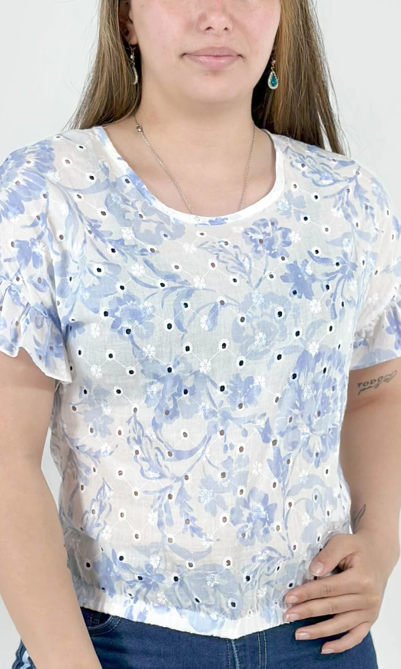 Blusa mujer manga corta estampada - Imagen 4