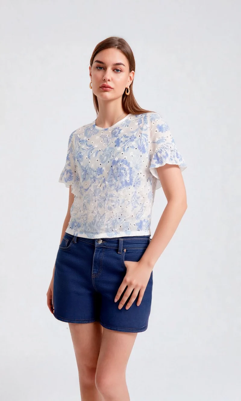 Blusa mujer manga corta estampada - Imagen 5