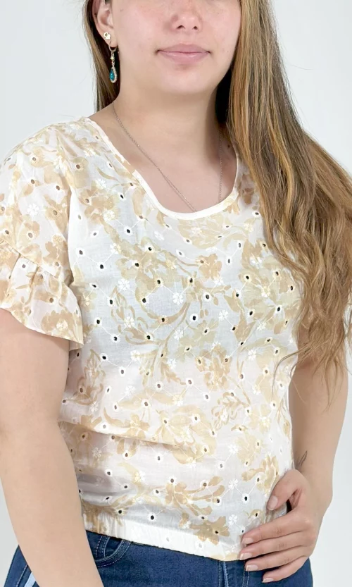 Blusa mujer manga corta estampada