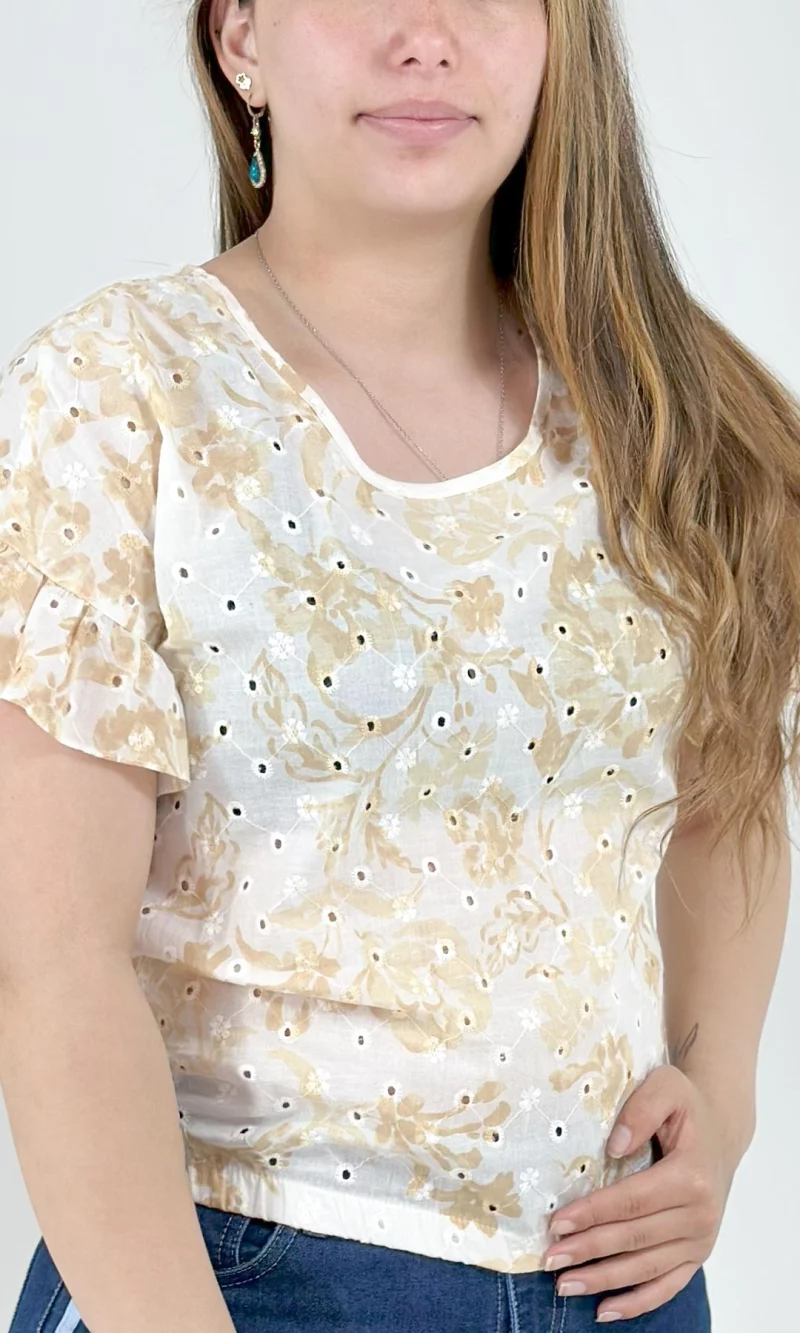 Blusa mujer manga corta estampada