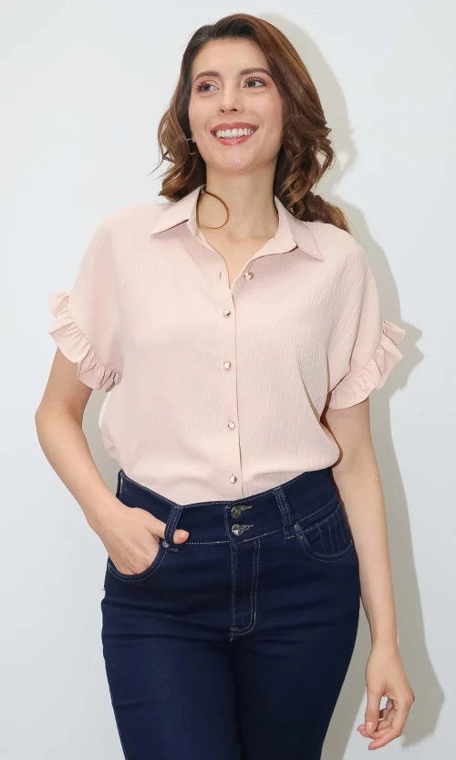 Blusa mujer manga corta unicolor