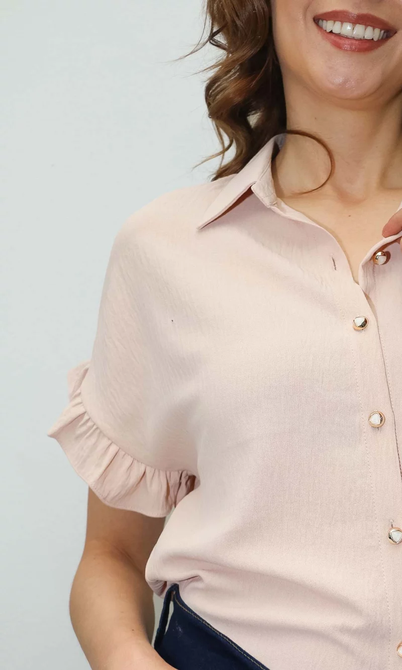 Blusa mujer manga corta unicolor - Imagen 2