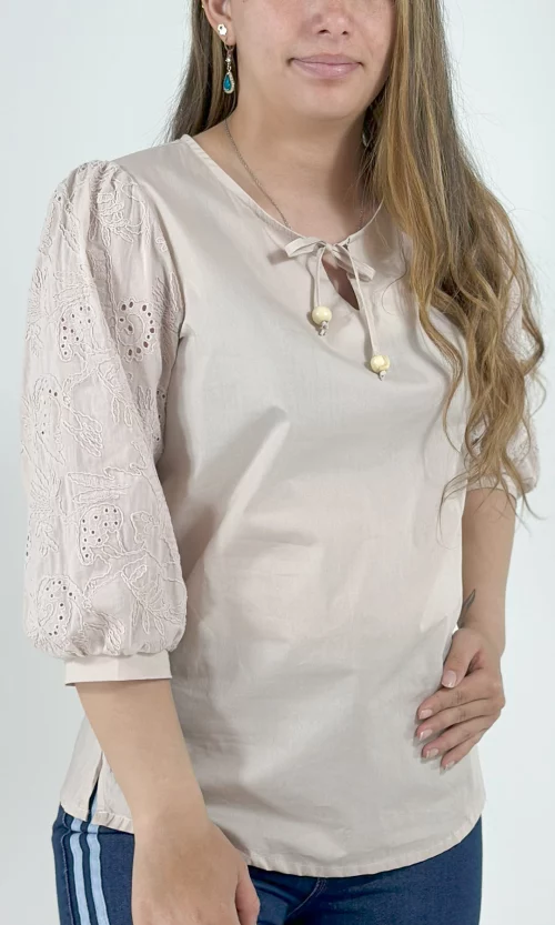 Blusa mujer manga 3/4 unicolor