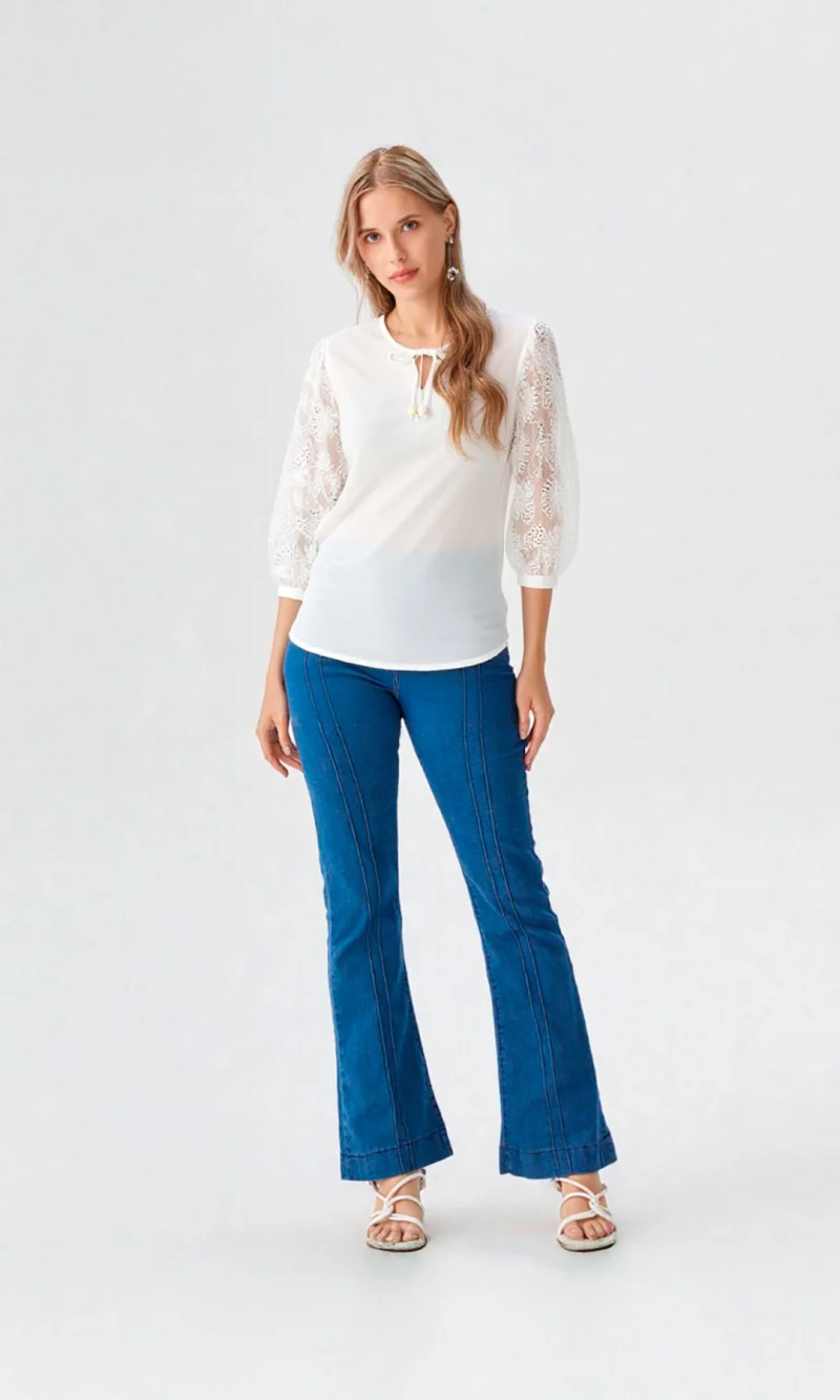 Blusa mujer manga 3/4 unicolor - Imagen 6