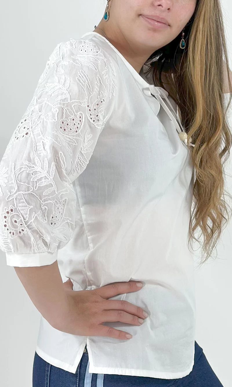 Blusa mujer manga 3/4 unicolor - Imagen 6