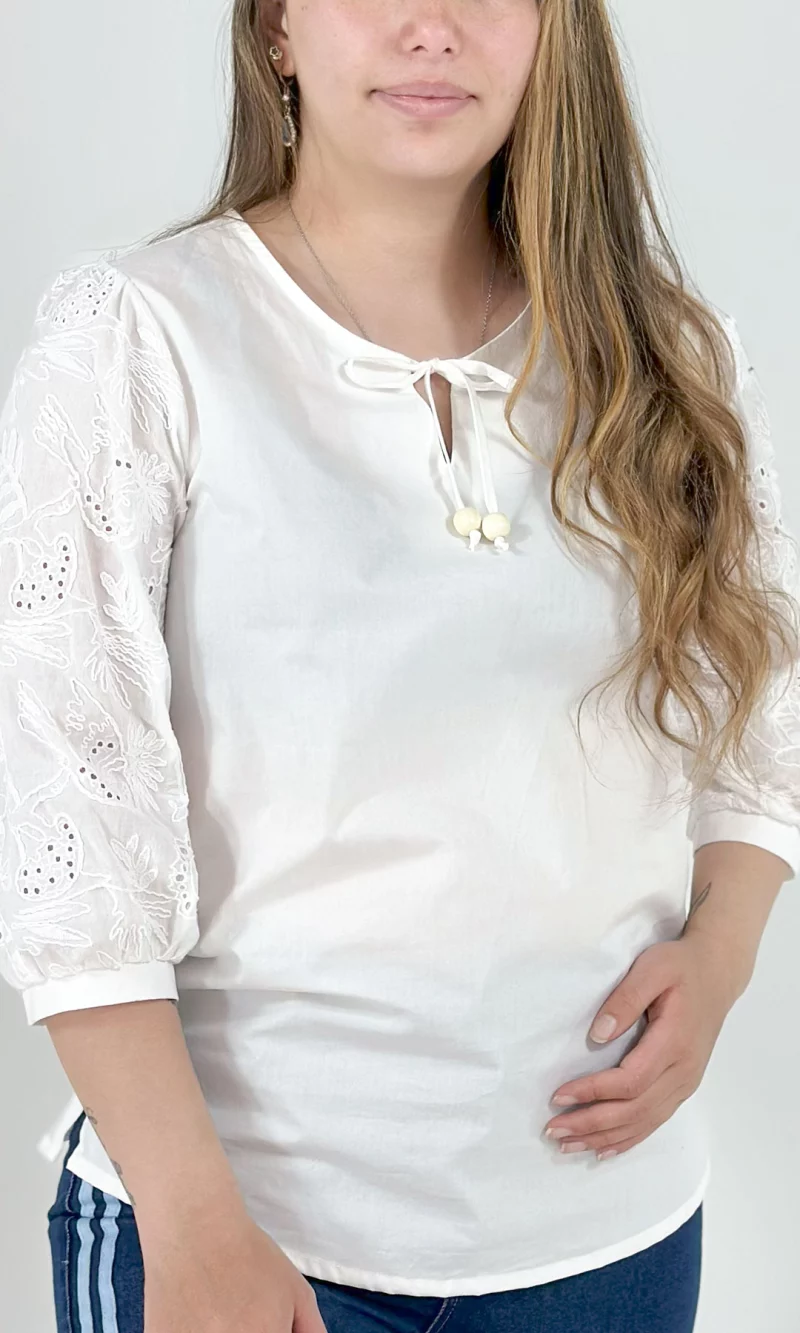 Blusa mujer manga 3/4 unicolor - Imagen 5