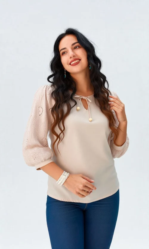Blusa mujer manga 3/4 unicolor