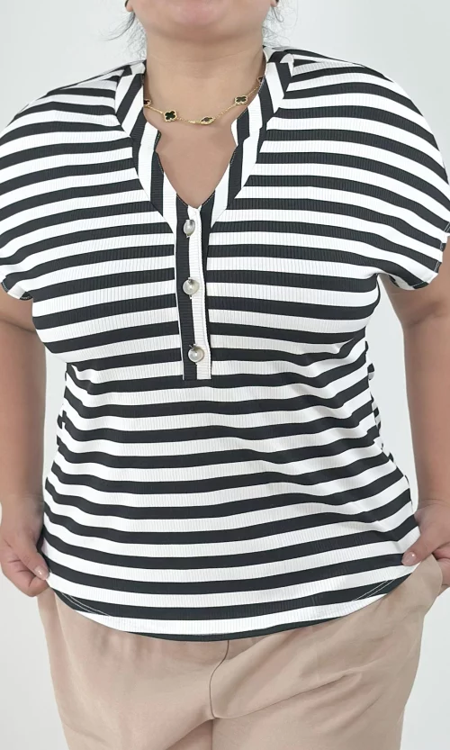 Camiseta mujer manga 3/4 rayas