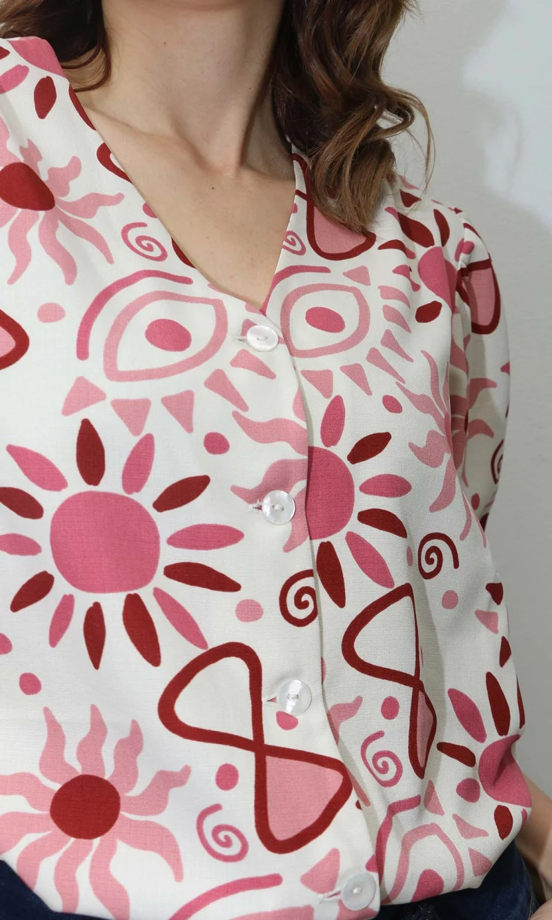 Blusa mujer manga 3/4 estampada - Imagen 2