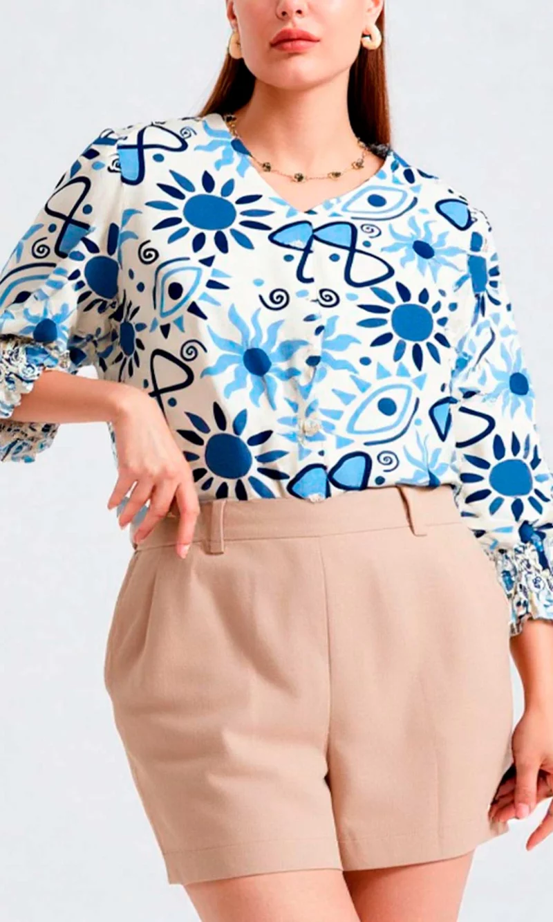 Blusa mujer manga 3/4 estampada - Imagen 2