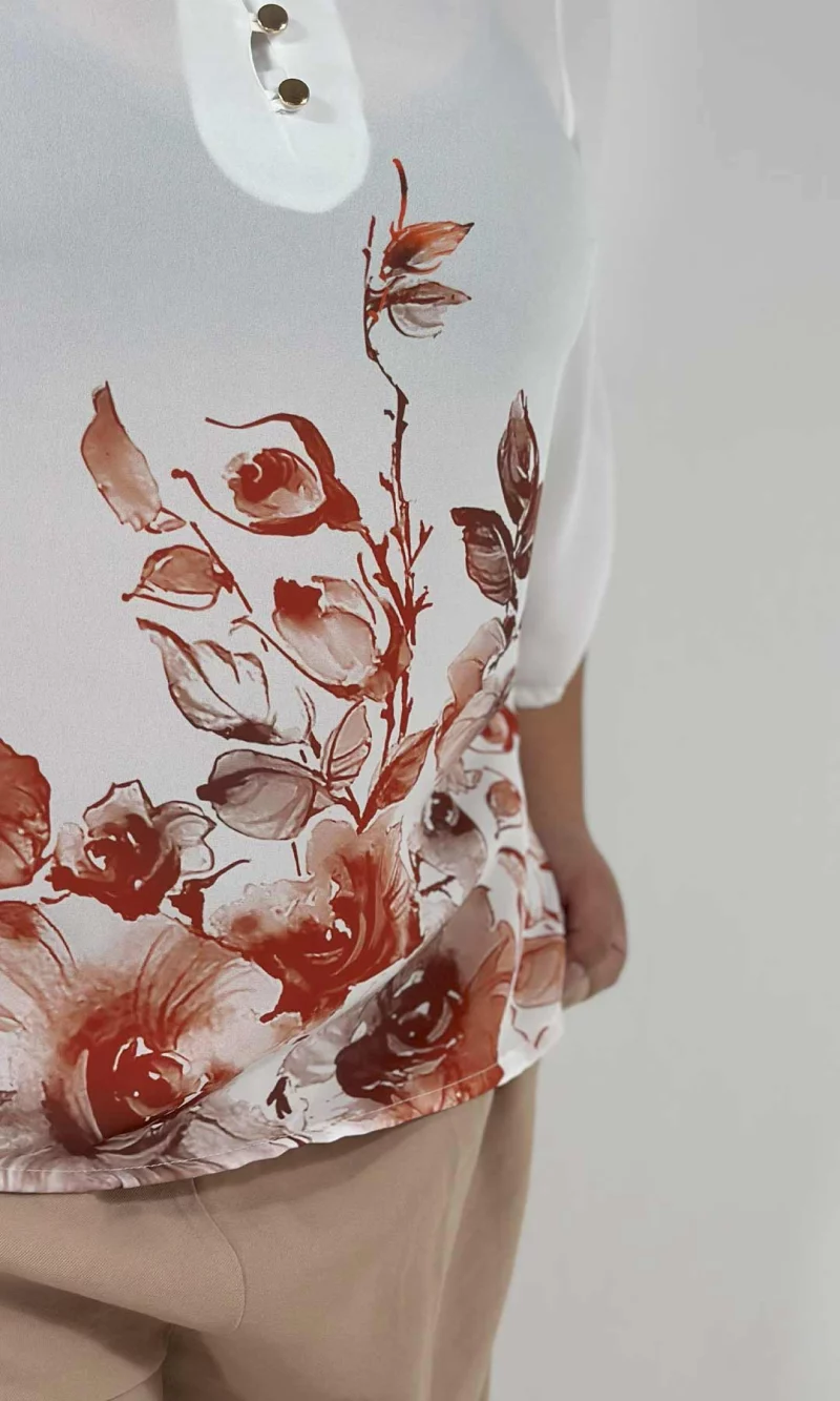 Blusa mujer manga 3/4 estampada - Imagen 2