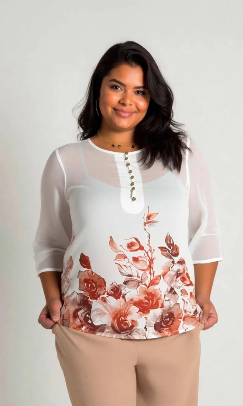 Blusa mujer manga 3/4 estampada - Imagen 7
