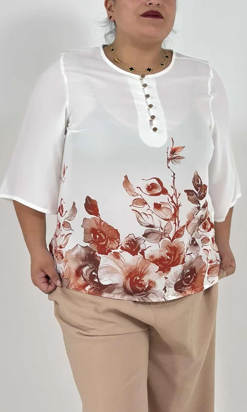 Blusa mujer manga 3/4 estampada