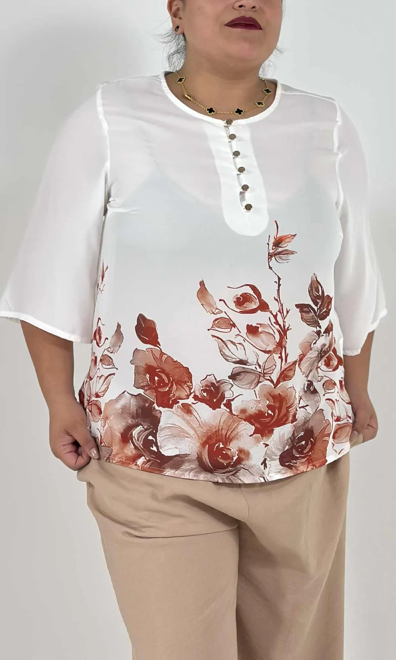 Blusa mujer manga 3/4 estampada