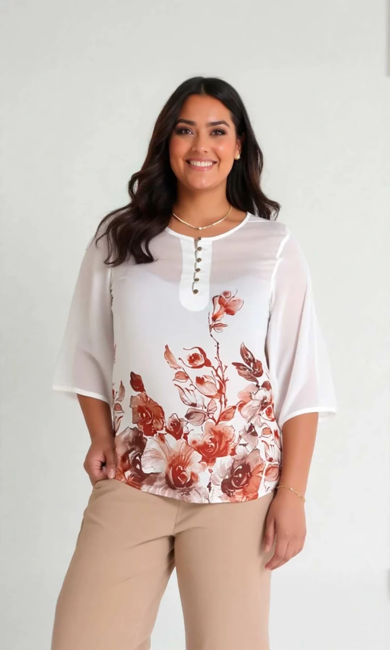 Blusa mujer manga 3/4 estampada - Imagen 6