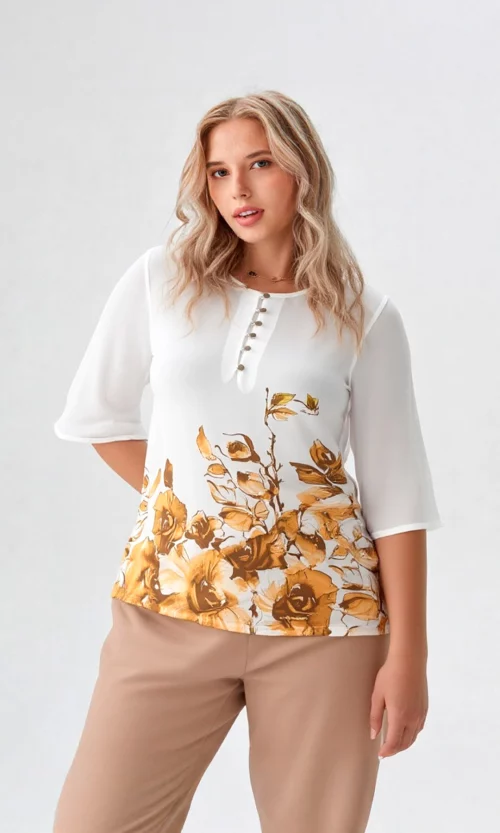 Blusa mujer manga 3/4 estampada