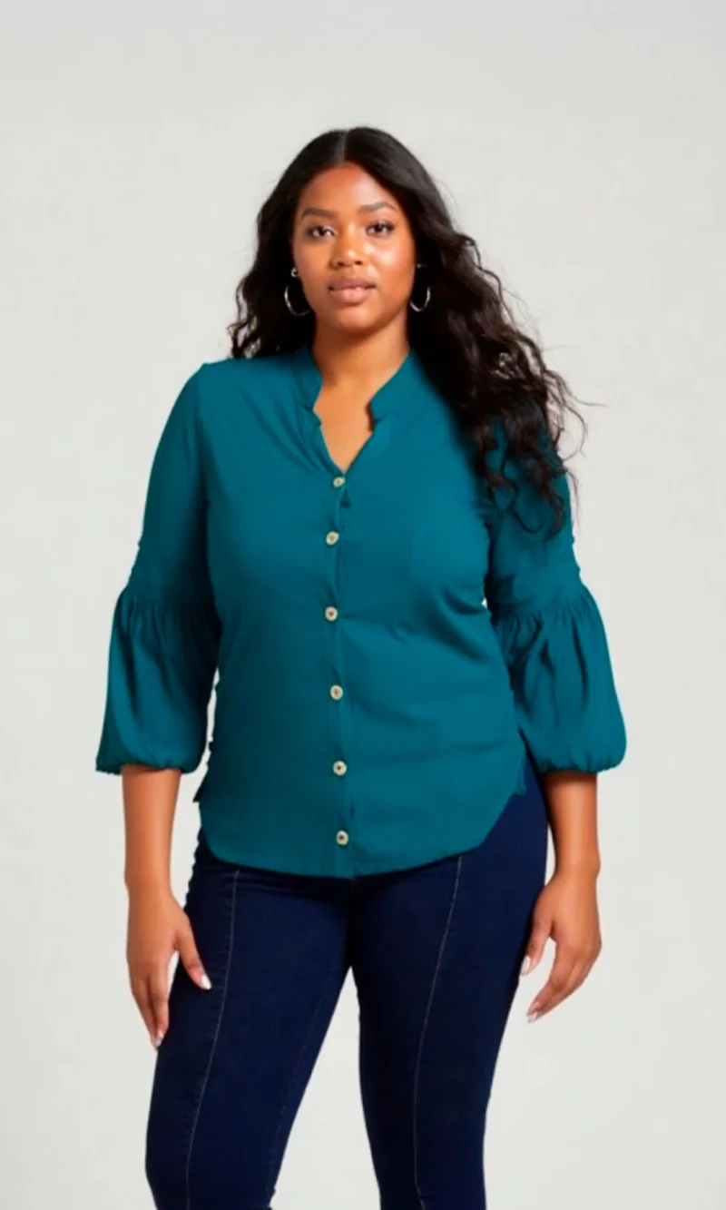 Blusa mujer manga 3/4 unicolor - Imagen 6