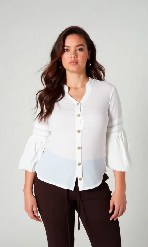 Blusa mujer manga 3/4 unicolor