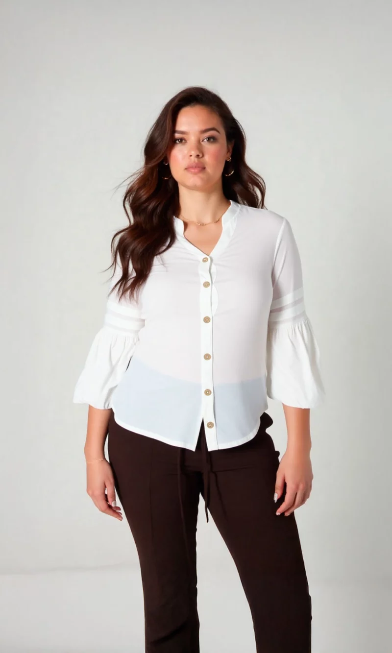 Blusa mujer manga 3/4 unicolor - Imagen 2