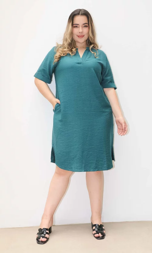 Vestido mujer manga corta unicolor