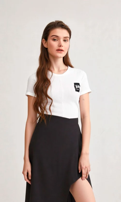 Camiseta mujer manga corta unicolor