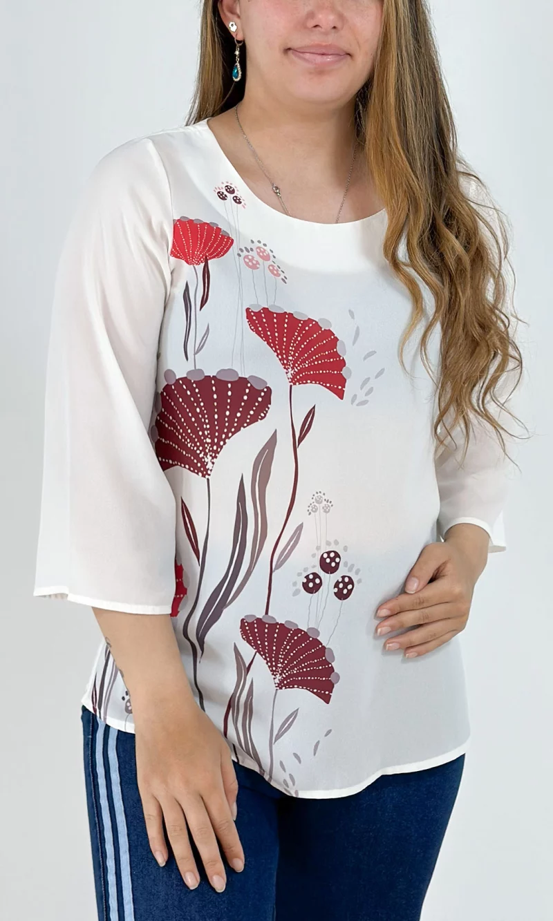 Blusa mujer manga 3/4 estampada - Imagen 3