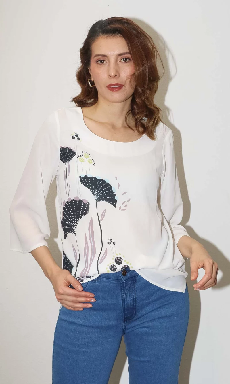 Blusa mujer manga 3/4 estampada