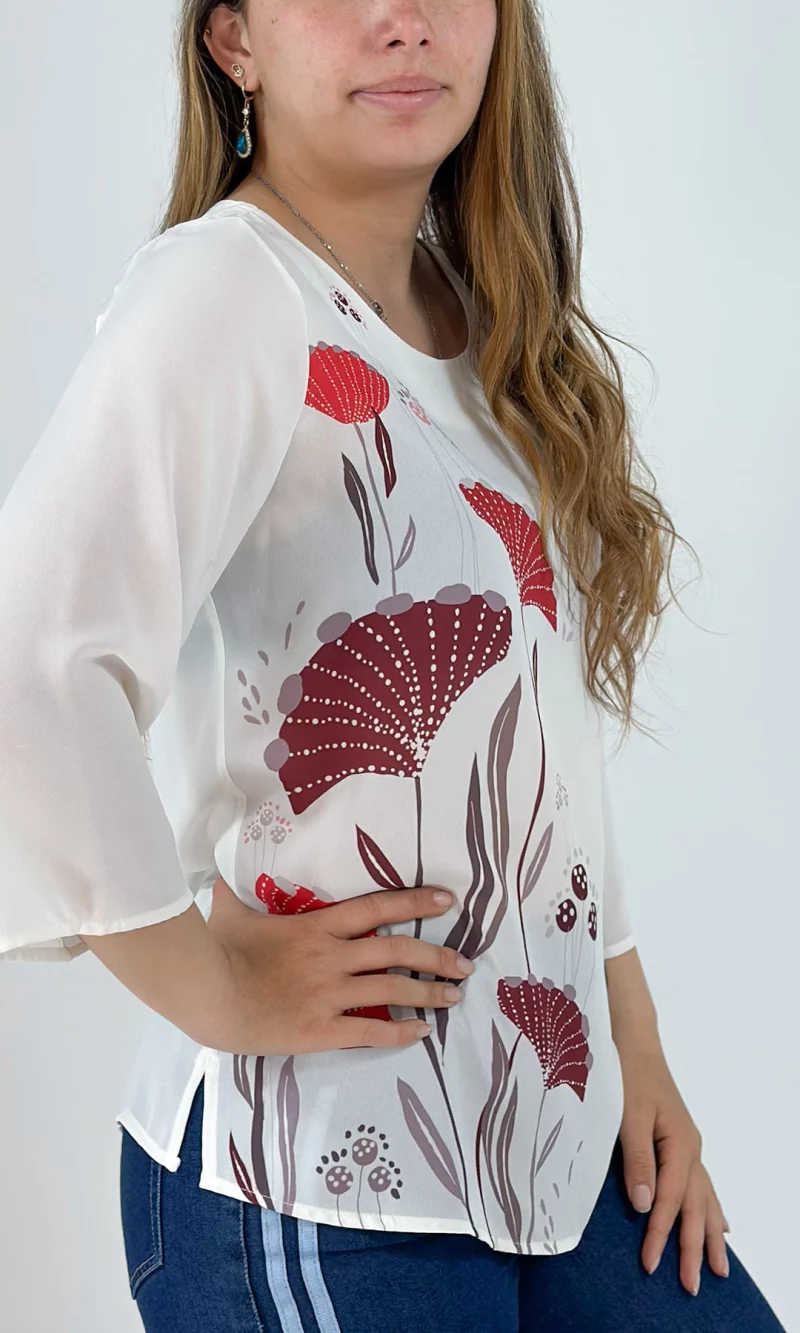 Blusa mujer manga 3/4 estampada - Imagen 4