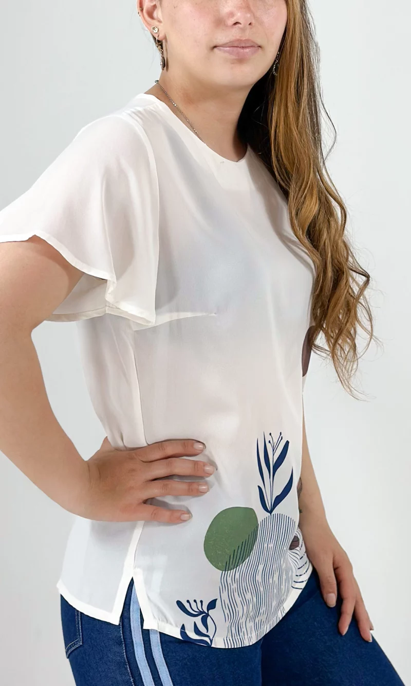 Blusa mujer manga corta estampada - Imagen 4