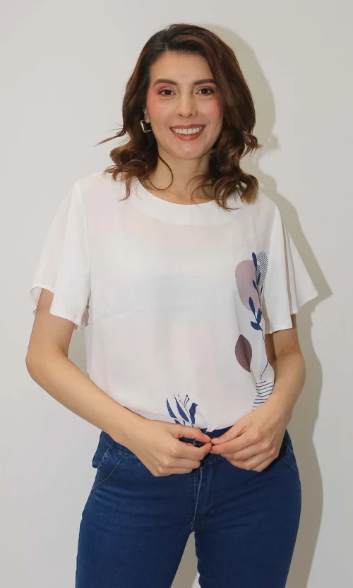 Blusa mujer manga corta estampada