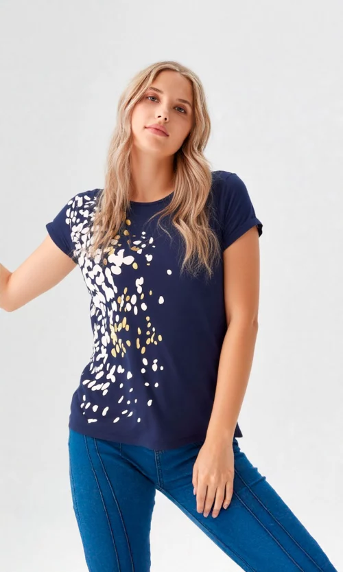 Camiseta mujer manga corta estampada