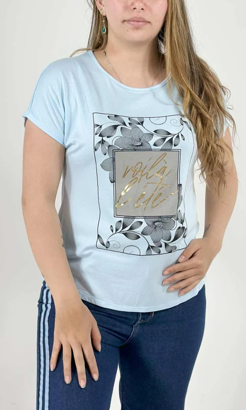 Camiseta mujer manga corta estampada