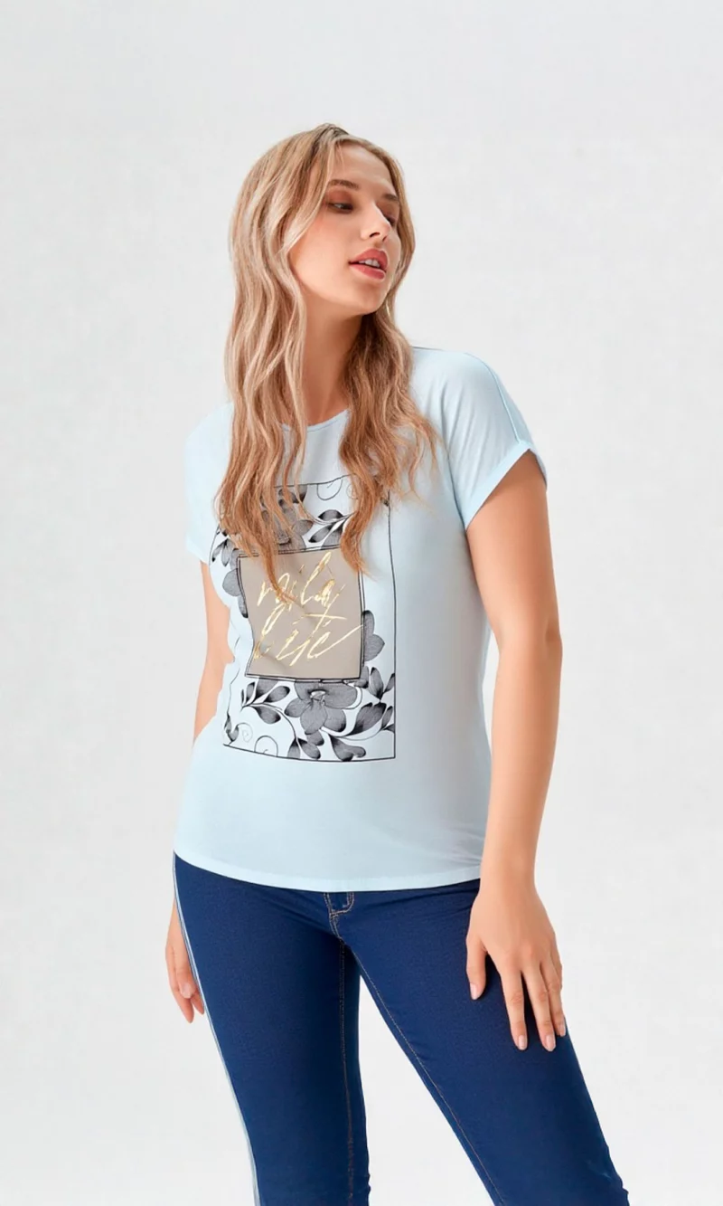 Camiseta mujer manga corta estampada