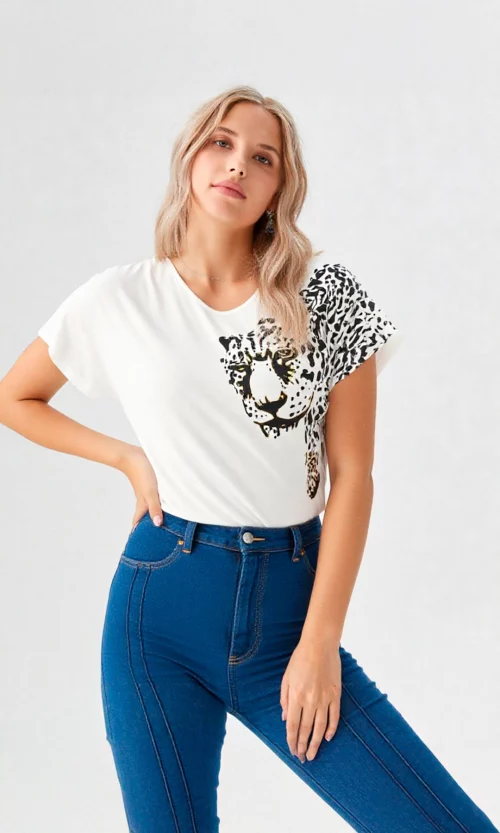 Camiseta mujer manga corta estampada