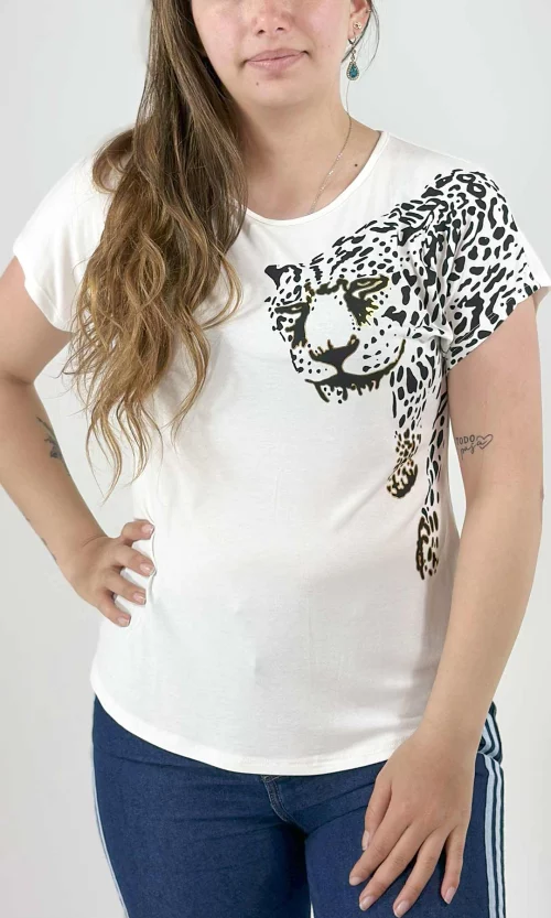 Camiseta mujer manga corta estampada