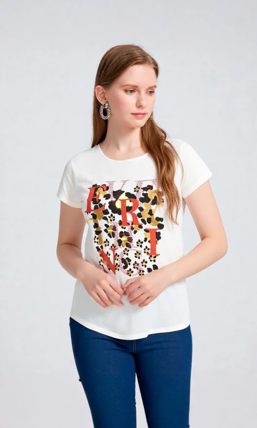 Camiseta mujer manga corta estampada