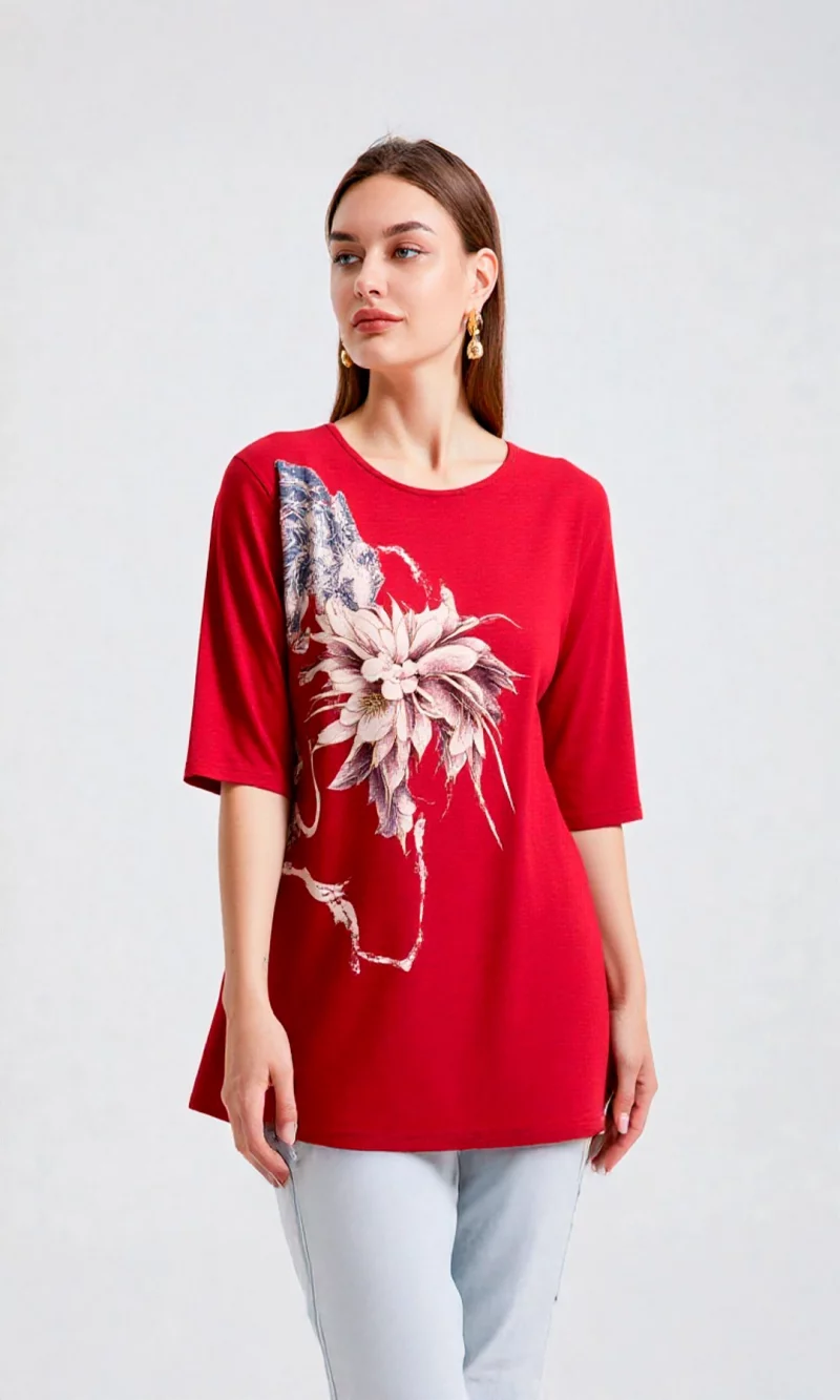 Camiseta mujer manga 3/4 estampada - Imagen 2