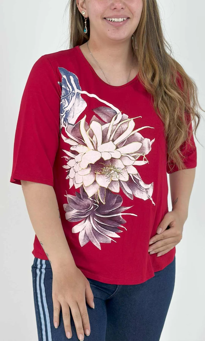 Camiseta mujer manga 3/4 estampada - Imagen 4