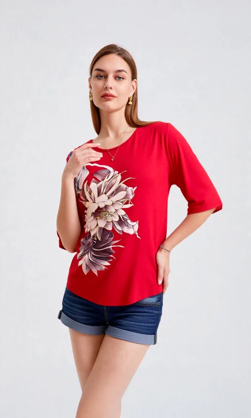 Camiseta mujer manga 3/4 estampada